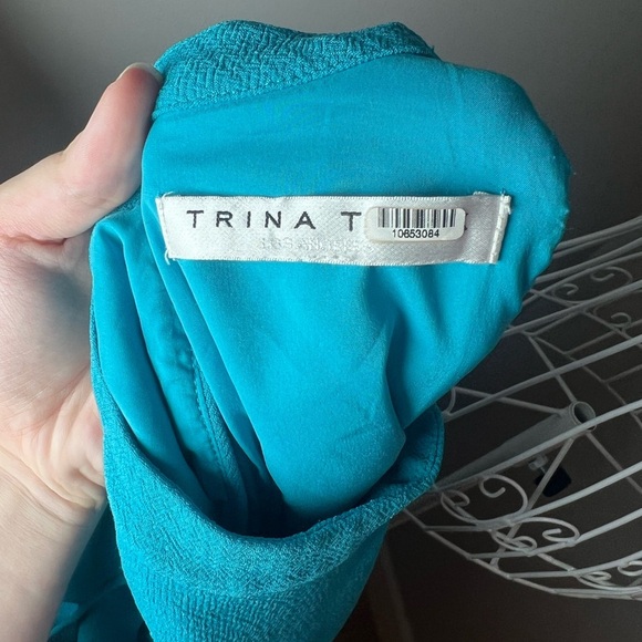 Trina Turk Womens Party Dress Size 2 Blue Amado Cold Shoulder Summer Daytime - Picture 6 of 10